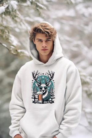 Rein-Beer Funny Christmas Winter Holiday Dad Joke Pun Humor Hoodie