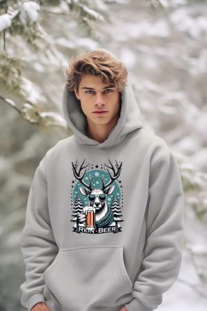 Rein-Beer Funny Christmas Winter Holiday Dad Joke Pun Humor Hoodie
