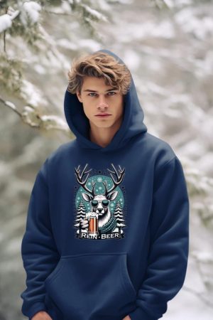 Rein-Beer Funny Christmas Winter Holiday Dad Joke Pun Humor Hoodie