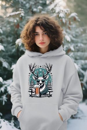 Rein-Beer Funny Christmas Winter Holiday Dad Joke Pun Humor Hoodie