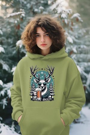 Rein-Beer Funny Christmas Winter Holiday Dad Joke Pun Humor Hoodie