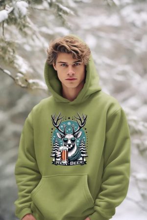 Rein-Beer Funny Christmas Winter Holiday Dad Joke Pun Humor Hoodie
