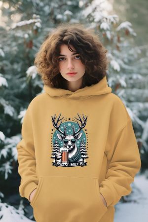 Rein-Beer Funny Christmas Winter Holiday Dad Joke Pun Humor Hoodie