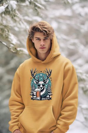 Rein-Beer Funny Christmas Winter Holiday Dad Joke Pun Humor Hoodie