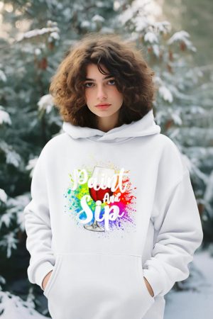 Wine Lover Drinkers Graphic Paint and Sip Party Drinking Hoodie