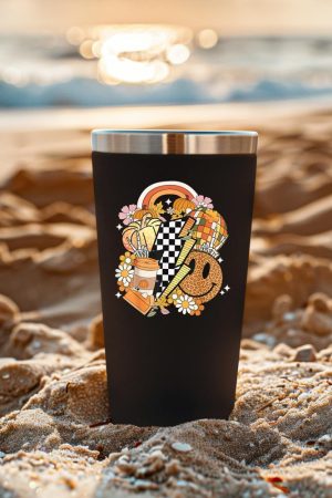 Fall Vibes Disco Balls Rainbow Coffee Latte Pumpkin Spice Tumbler