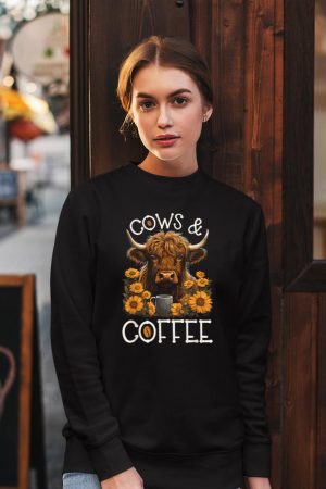 Highland Cow And Coffee, Funny Western Girl Country Sweatshirt