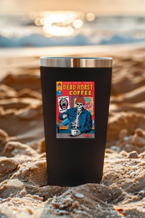 Dead Roast Coffee Comic Book Cover Style Skeleton Barista Tumbler