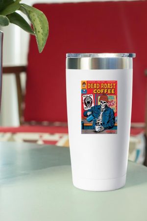 Dead Roast Coffee Comic Book Cover Style Skeleton Barista Tumbler