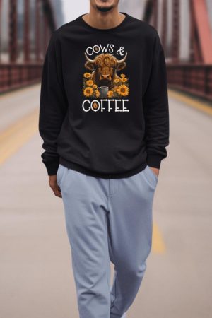 Highland Cow And Coffee, Funny Western Girl Country Sweatshirt
