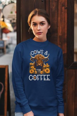 Highland Cow And Coffee, Funny Western Girl Country Sweatshirt