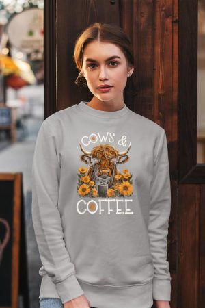 Highland Cow And Coffee, Funny Western Girl Country Sweatshirt