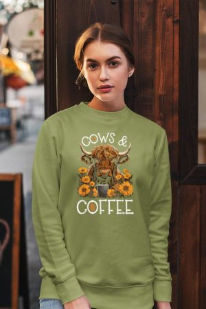 Highland Cow And Coffee, Funny Western Girl Country Sweatshirt
