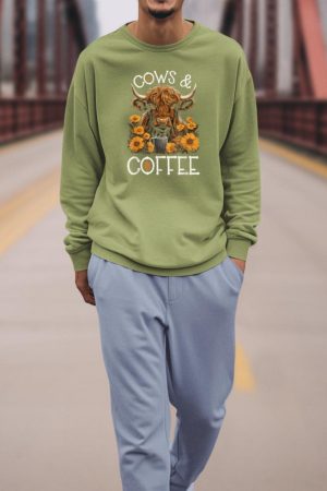 Highland Cow And Coffee, Funny Western Girl Country Sweatshirt