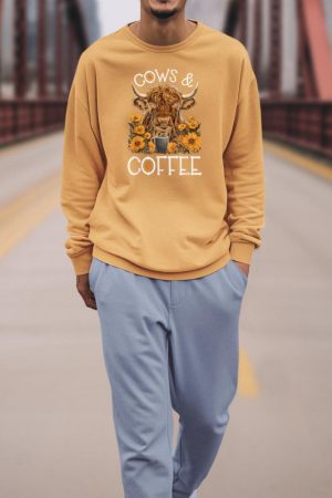 Highland Cow And Coffee, Funny Western Girl Country Sweatshirt