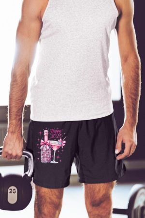 New Years 2025 Pink Champagne Shirt Wine Bottle Disco Balls Short