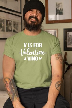 V is for Vino T-Shirt Anti Valentine's Day Drinking Wine T-Shirt