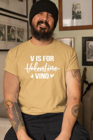 V is for Vino T-Shirt Anti Valentine's Day Drinking Wine T-Shirt