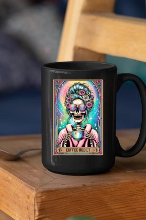 The Coffee Addict Tarot Card Skeleton Coffee Drinker Mug