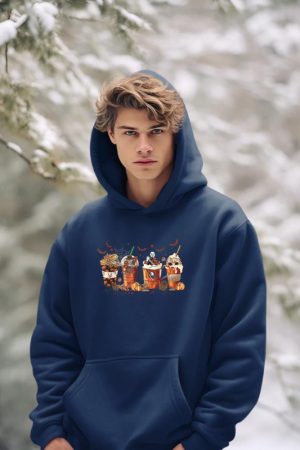 Skeleton Coffee Cups Latte Ghostly Halloween Gifts Hoodie