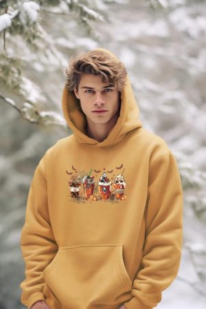Skeleton Coffee Cups Latte Ghostly Halloween Gifts Hoodie