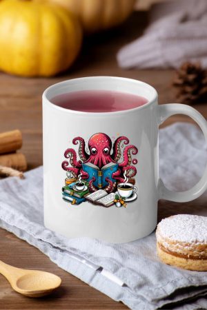 Octopus Reading Book Coffee Lover Bookaholic Bookworm Reader Mug
