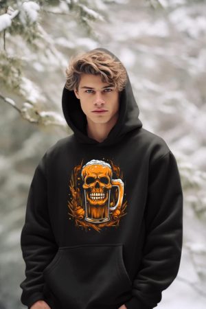 Skull Beer Halloween Costume Skeleton Drinking Craft Beer Hoodie