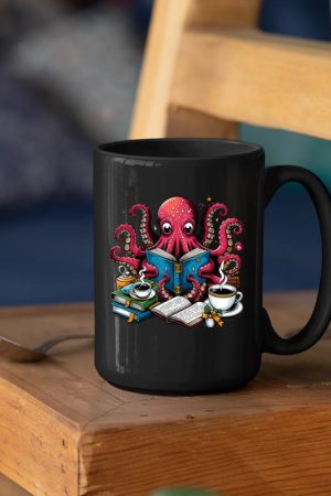 Octopus Reading Book Coffee Lover Bookaholic Bookworm Reader Mug