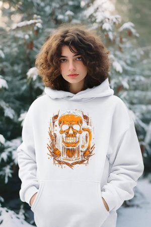 Skull Beer Halloween Costume Skeleton Drinking Craft Beer Hoodie