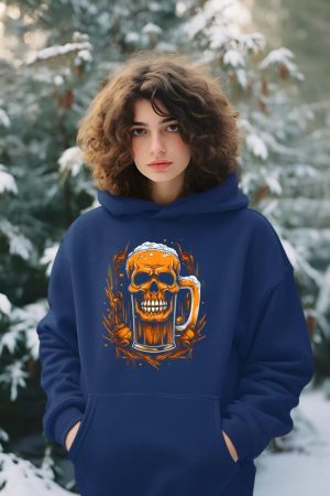 Skull Beer Halloween Costume Skeleton Drinking Craft Beer Hoodie