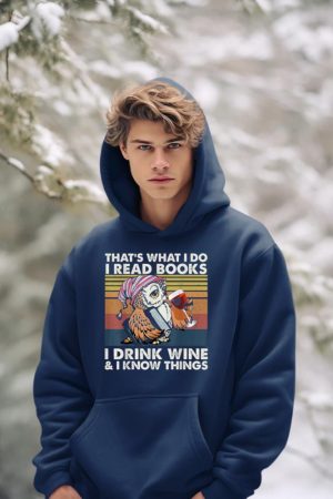Vintage Owl That's What I Do I Read Books I Drink Wine Hoodie