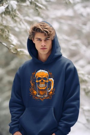 Skull Beer Halloween Costume Skeleton Drinking Craft Beer Hoodie