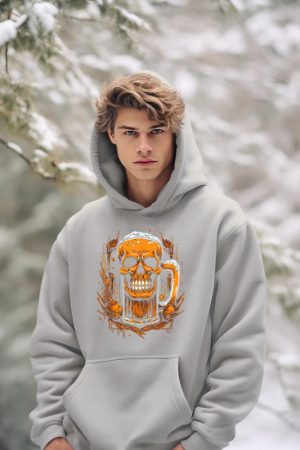 Skull Beer Halloween Costume Skeleton Drinking Craft Beer Hoodie