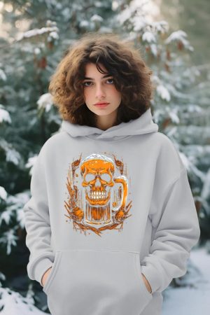 Skull Beer Halloween Costume Skeleton Drinking Craft Beer Hoodie
