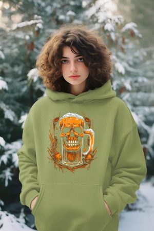 Skull Beer Halloween Costume Skeleton Drinking Craft Beer Hoodie