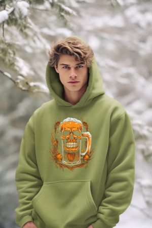 Skull Beer Halloween Costume Skeleton Drinking Craft Beer Hoodie