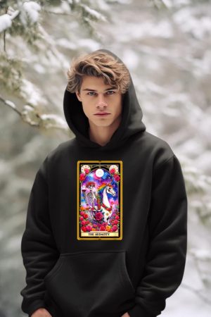 The Audacity Tarot Card Skeleton Skelly Unicorn Wine Women Hoodie
