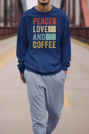 Coffee Tee Shirt Men Coffee Lover Barista Peace Love Coffee Sweatshirt