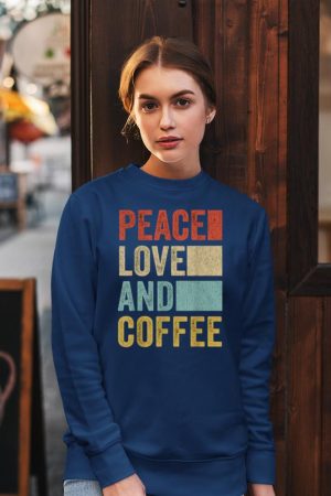 Coffee Tee Shirt Men Coffee Lover Barista Peace Love Coffee Sweatshirt