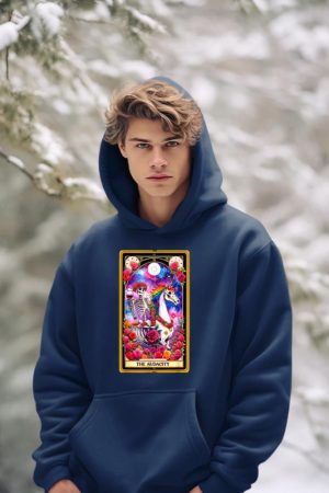 The Audacity Tarot Card Skeleton Skelly Unicorn Wine Women Hoodie