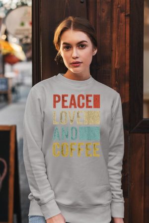 Coffee Tee Shirt Men Coffee Lover Barista Peace Love Coffee Sweatshirt