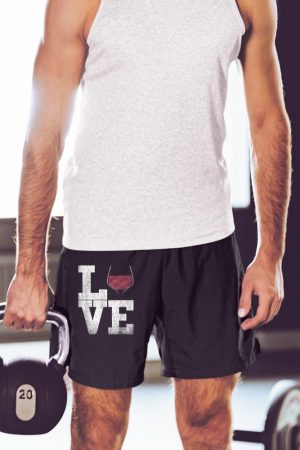 I Love Wine Red Wine Glass Heart - Wine Drinker Distressed Short