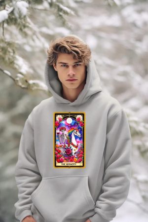 The Audacity Tarot Card Skeleton Skelly Unicorn Wine Women Hoodie