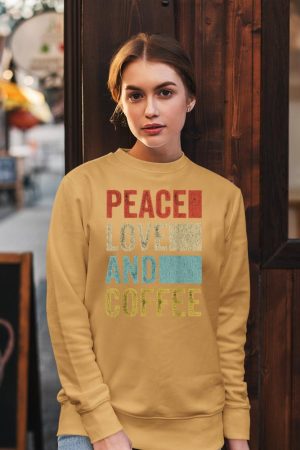 Coffee Tee Shirt Men Coffee Lover Barista Peace Love Coffee Sweatshirt