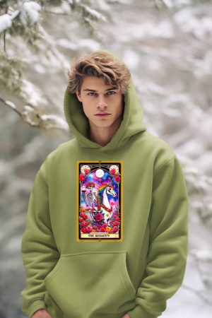 The Audacity Tarot Card Skeleton Skelly Unicorn Wine Women Hoodie