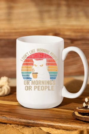 I Don't Like Morning People Or Mornings Or People Retro Cat Mug