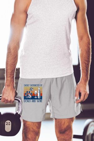 Easily Distracted By Dogs and Wine Funny Gift for Dog Lovers Short