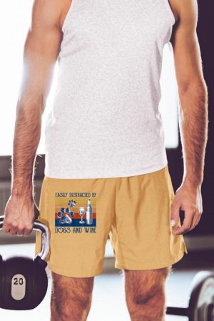 Easily Distracted By Dogs and Wine Funny Gift for Dog Lovers Short