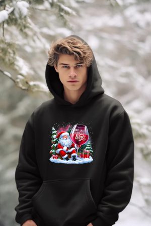 Most Likely To Drink All The Wine Funny Santa Wine Lover Hoodie