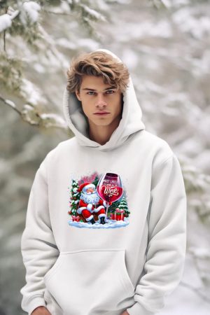 Most Likely To Drink All The Wine Funny Santa Wine Lover Hoodie